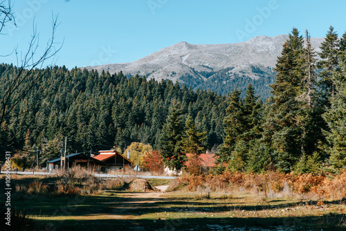 Plains and mountain in Pertouli, Trikala, Greece photo