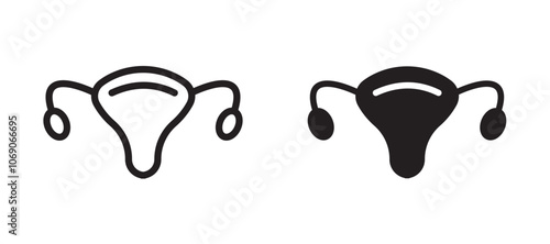 Uterus vector icon set black filled and outlined style.