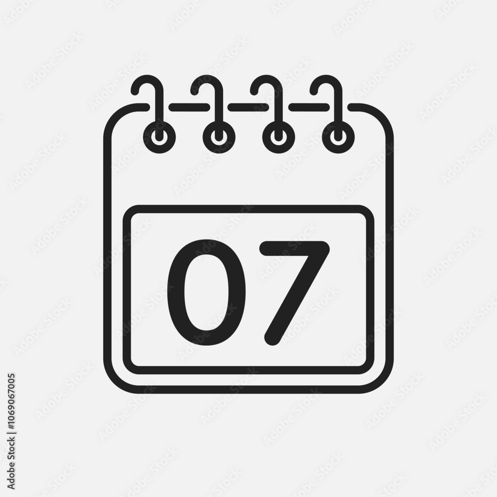 Vector icon page calendar - day 7 Vector icon page calendar - day 7