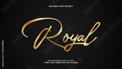 Royal text effect with golden style 3d vector editable