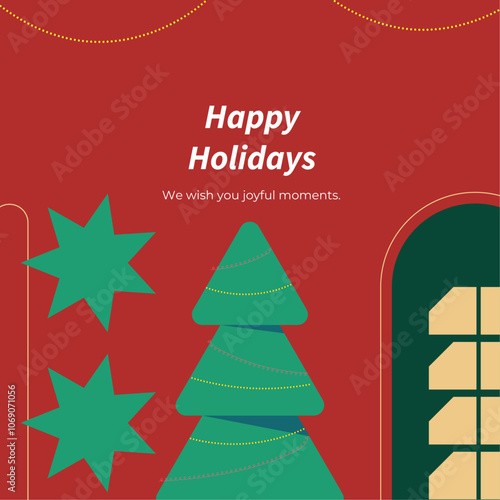 Christmas Greeting Card With Modern Christmas Design