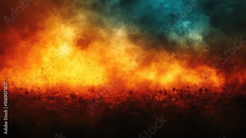 Dramatic Scene of a Fiery Urban Landscape