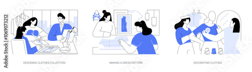 Becoming a fashion designer isolated cartoon vector illustrations se