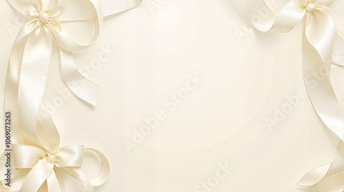 Elegant ivory ribbon bows on cream background