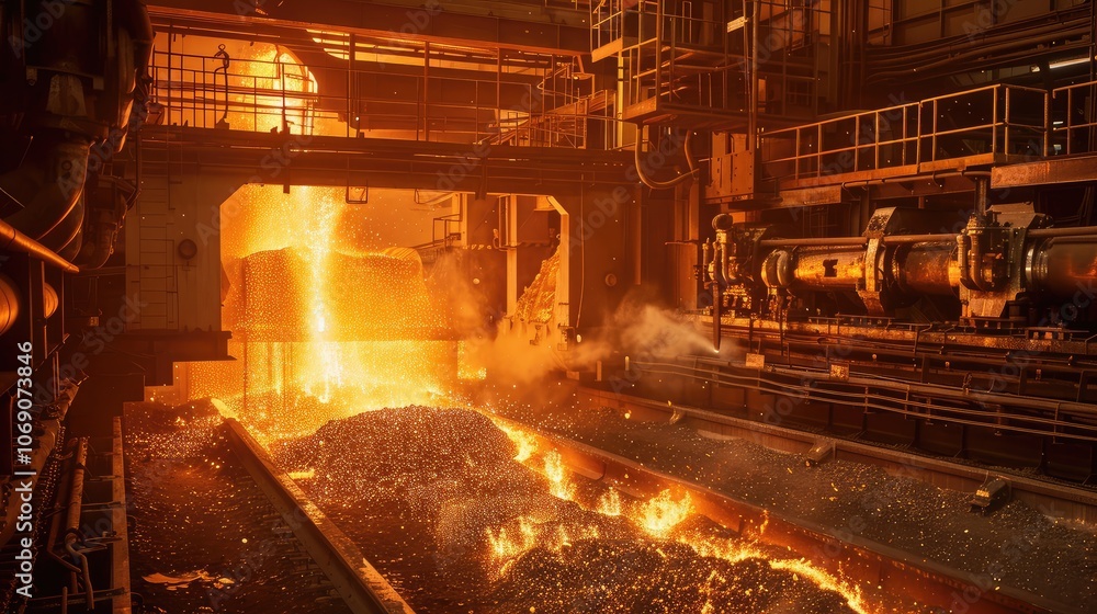 Industrial Molten Metal Pour in Foundry Industrial Molten Metal Pour in Foundry