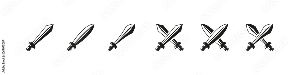 Sword vector flat icon set. Sword vector flat icon set.