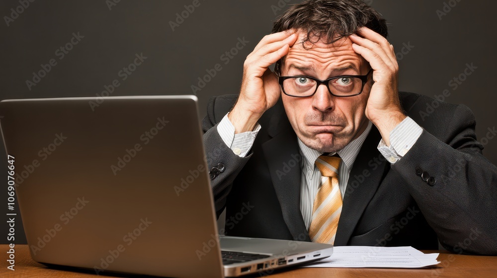 Frustrated Professional Reviewing Financial Statements Frustrated Professional Reviewing Financial Statements