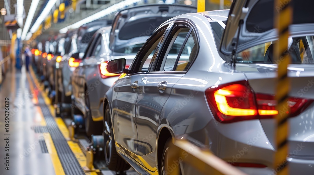 Modern Car Assembly Line in Action Modern Car Assembly Line in Action