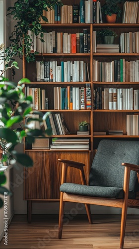 Sleek Home Office with Stylish Bookcase