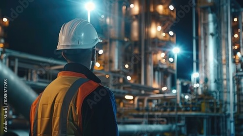 Night Shift Worker at Industrial Plant