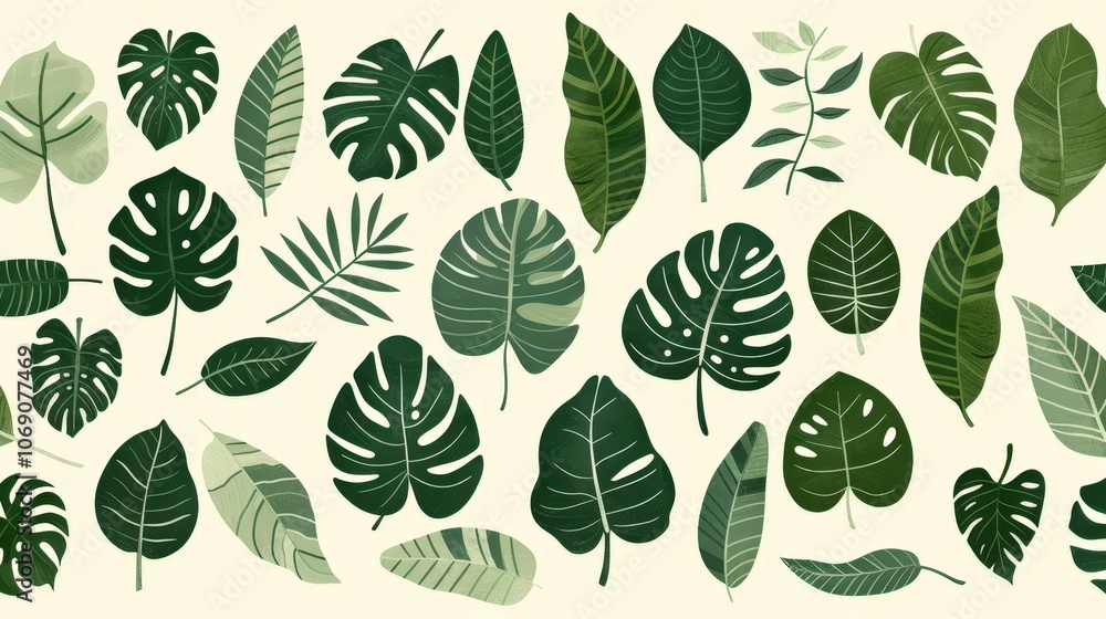 A collection of various green leaves on a light background, showcasing different shapes and textures, perfect for botanical design inspiration. A collection of various green leaves on a light background, showcasing different shapes and textures, perfect for botanical design inspiration.