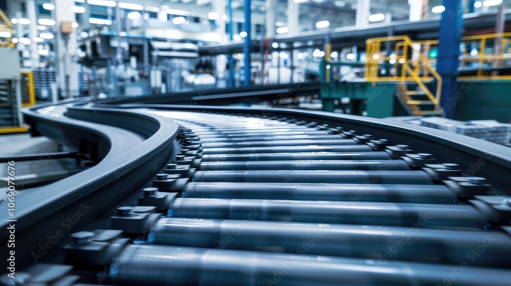 Fototapeta premium High-Speed Industrial Conveyor Belt in Motion