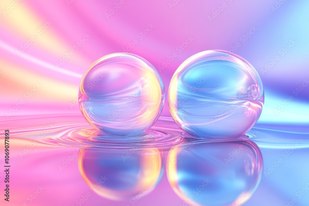 Abstract iridescent orbs on a pastel gradient background Abstract iridescent orbs on a pastel gradient background