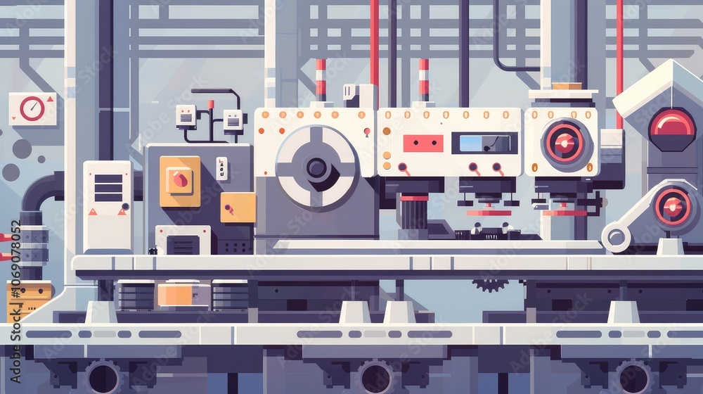 High-Tech Industrial Machinery in Modern Factory High-Tech Industrial Machinery in Modern Factory