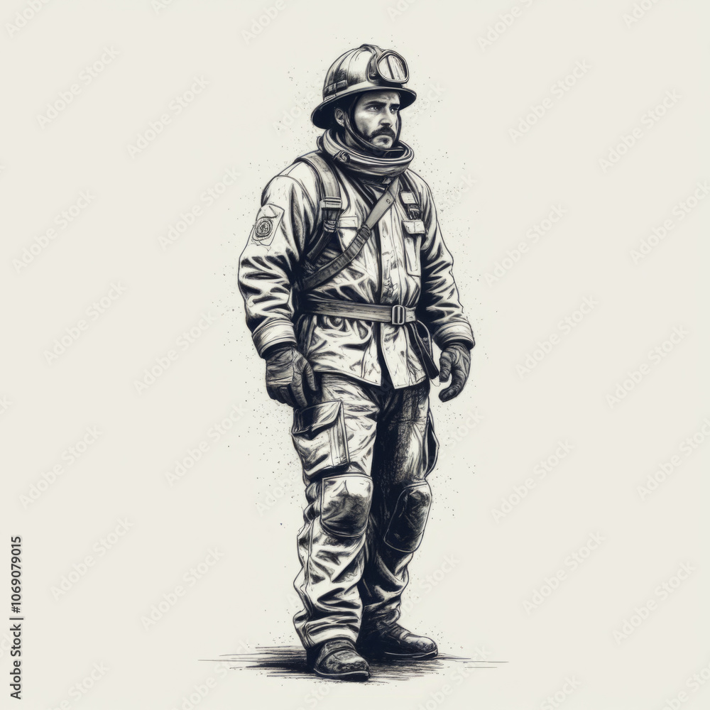 A firefighter in full gear walking confidently with determination, showcasing bravery and commitment to safety in challenging situations A firefighter in full gear walking confidently with determination, showcasing bravery and commitment to safety in challenging situations