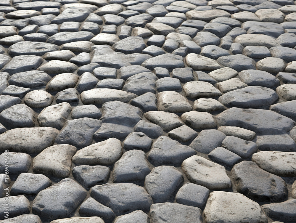 Seamless Gray Cobblestone Wall Texture for Construction Backdrop
