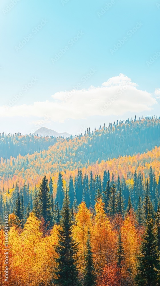 Vibrant Autumn Landscape with Sunlight Effect Vibrant Autumn Landscape with Sunlight Effect