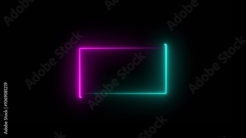 Wallpaper Mural  Neon lights horizontal sign Neon rectangle colored frame Vector illustration black background rectangular frame line moving neon light overlay, seamless concert. Torontodigital.ca