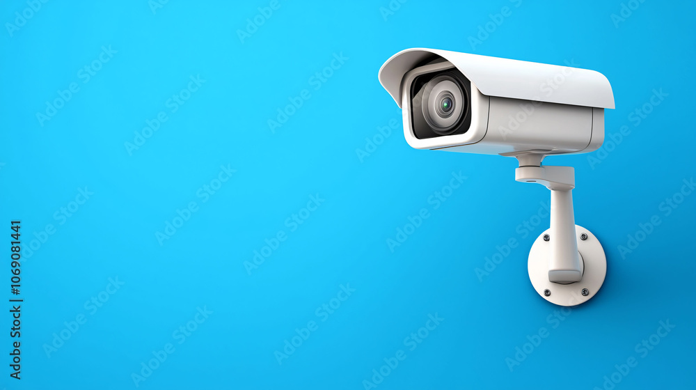 Surveillance camera mounted on wall, designed for security monitoring Surveillance camera mounted on wall, designed for security monitoring