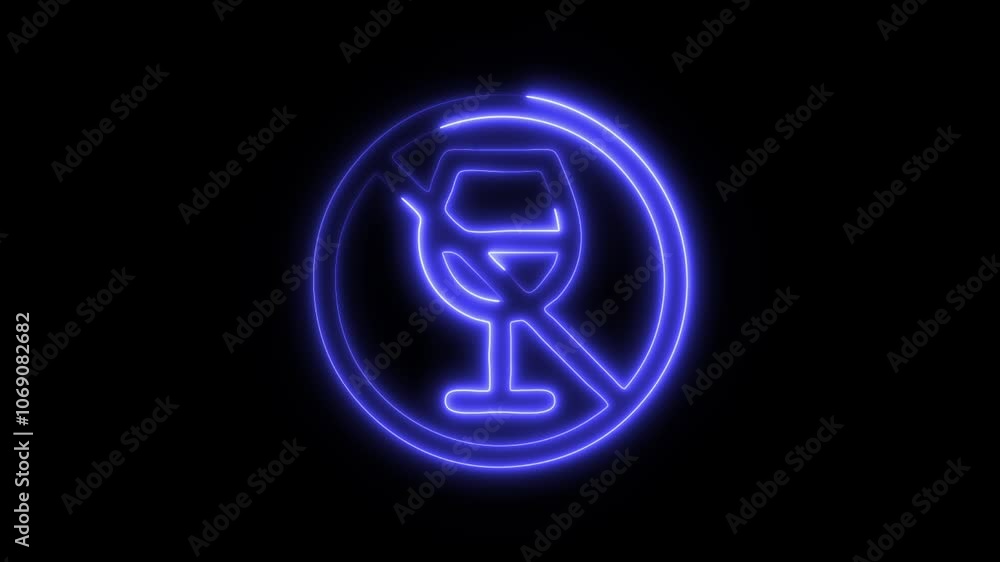 Glowing No Alcohol Icon and Symbol in HD Video Neon Animation on Black Background Glowing No Alcohol Icon and Symbol in HD Video Neon Animation on Black Background
