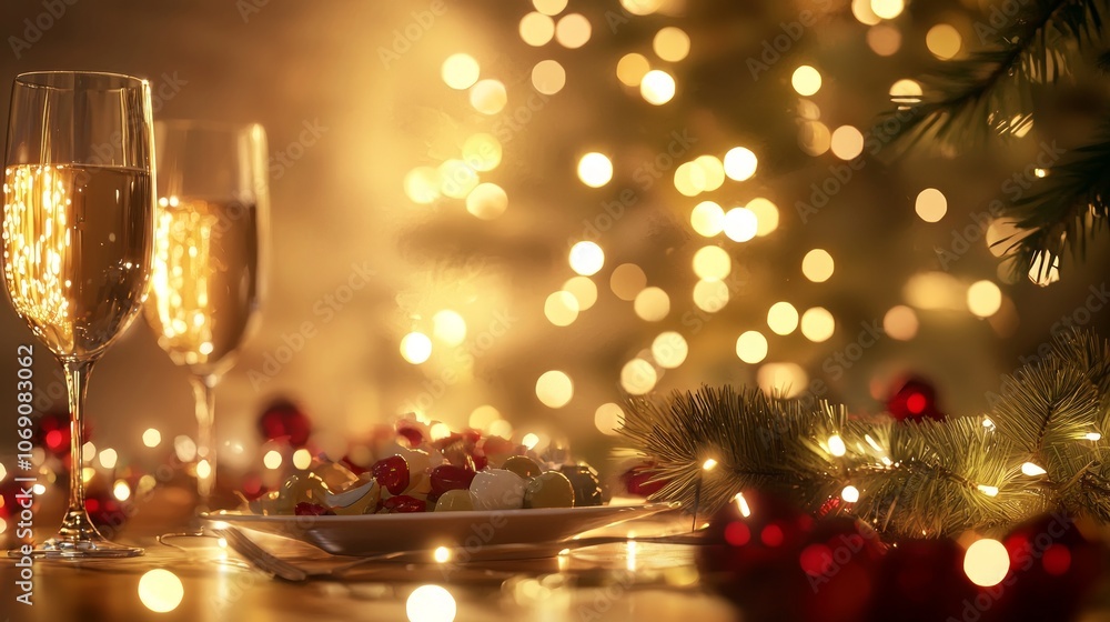Festive New Year Celebration: Friends Sharing a Cozy Meal in Beautifully Decorated Indoor Setting | Ultra-Detailed Digital Illustration Backdrop Festive New Year Celebration: Friends Sharing a Cozy Meal in Beautifully Decorated Indoor Setting | Ultra-Detailed Digital Illustration Backdrop