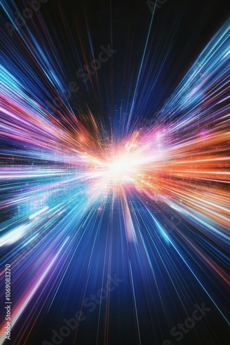 Light Speed, Hyperspace, Warp Travel Through Time and Space, Abstract Background Design Element photo