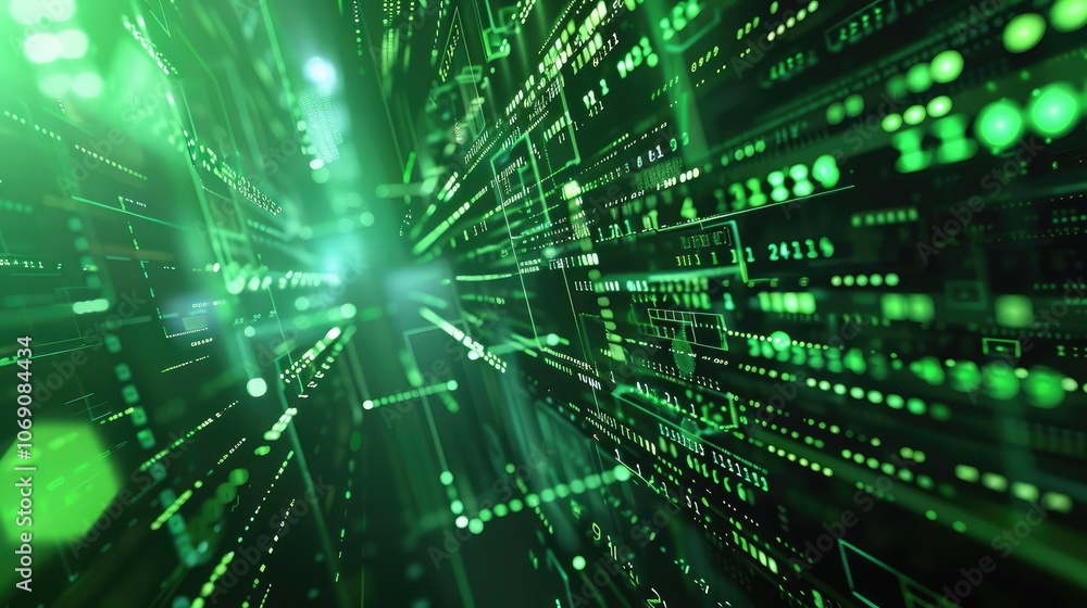 Futuristic Green Digital Data Stream Futuristic Green Digital Data Stream