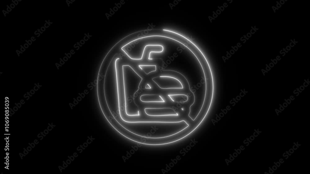 Glowing No Drinks Icon and Symbol in HD Video Neon Animation on Black Background Glowing No Drinks Icon and Symbol in HD Video Neon Animation on Black Background