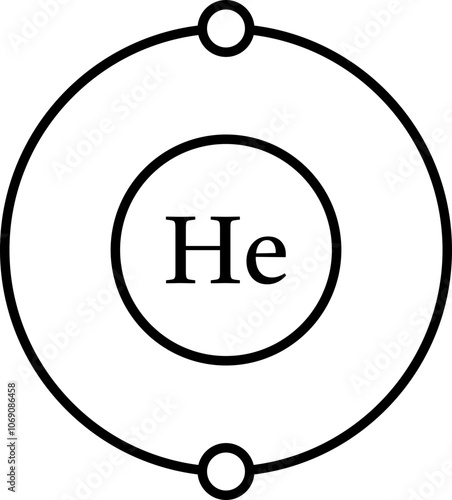 Helium He electron configuration, shell diagram vector