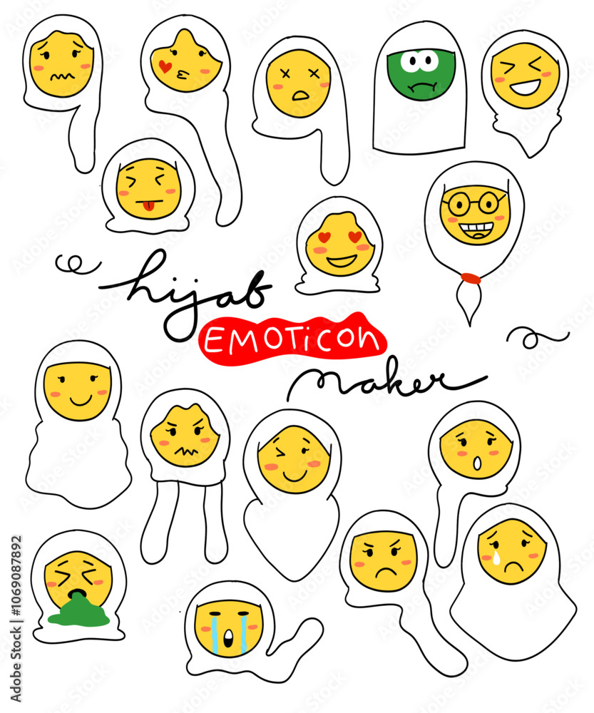 set of hijab emoji emoticon maker muslim girl headscarf custom set of hijab emoji emoticon maker muslim girl headscarf custom