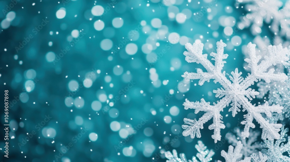 Detailed Ice Crystal Snowfall with Bokeh Background Detailed Ice Crystal Snowfall with Bokeh Background