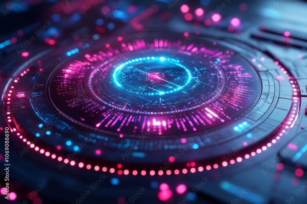 Futuristic Technology Interface with Glowing Neon Lights Futuristic Technology Interface with Glowing Neon Lights