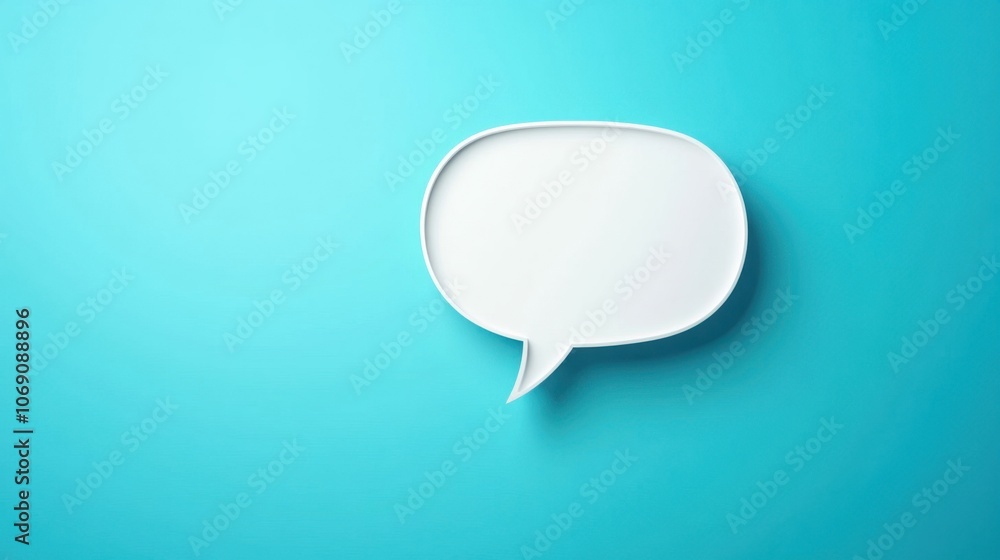 Simple Minimalist Message Bubble on Blue Background Simple Minimalist Message Bubble on Blue Background