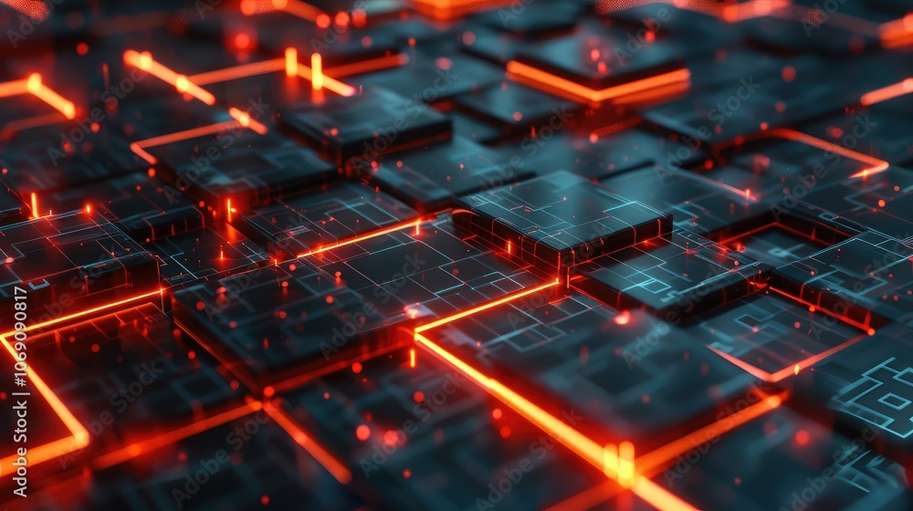 Futuristic Glowing Digital Circuit Grid Futuristic Glowing Digital Circuit Grid