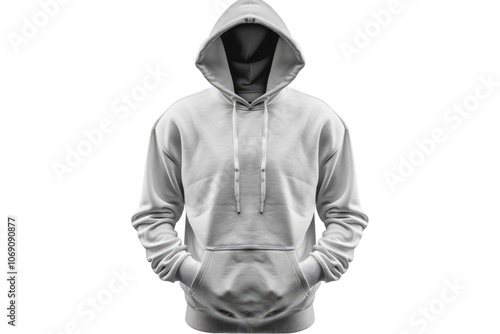 Gray mens hoodie with clipping path for design mockup.