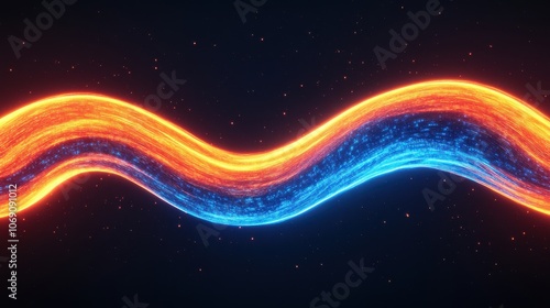 Vibrant Neon Light Trails in Orange and Blue