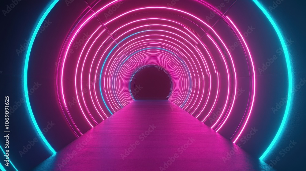 Neon Tunnel with Pink and Blue Lights Neon Tunnel with Pink and Blue Lights