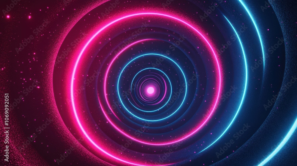 Vibrant Neon Spiral Tunnel in Pink and Blue Vibrant Neon Spiral Tunnel in Pink and Blue