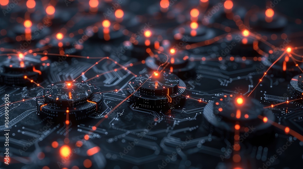 Futuristic Circuit Board Network Connections Futuristic Circuit Board Network Connections