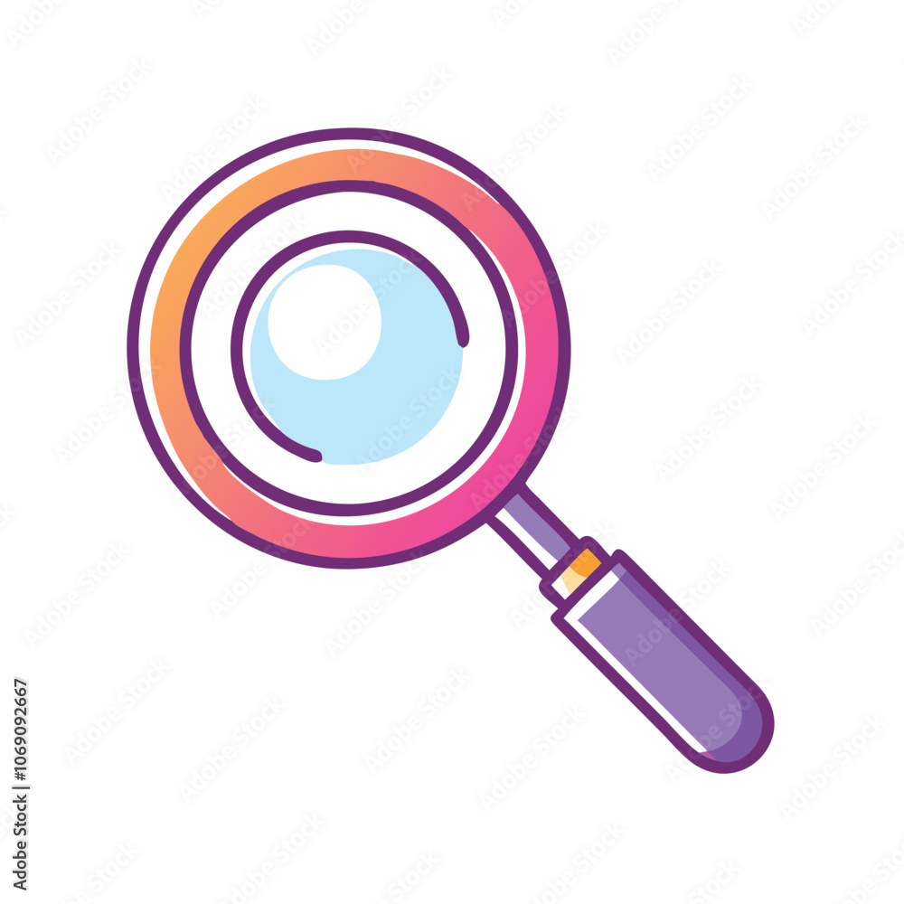 Gradient Magnifying Glass Outline Icon, Stylized outline icon of a magnifying glass, symbolizing search, inspection, and exploration in a modern design. Gradient Magnifying Glass Outline Icon, Stylized outline icon of a magnifying glass, symbolizing search, inspection, and exploration in a modern design.