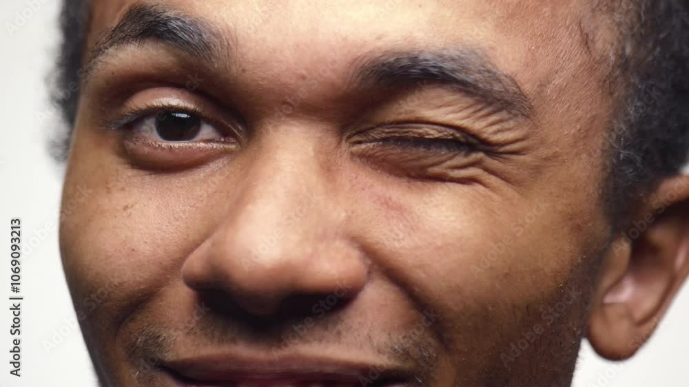 Close-Up of a Man Winking with a Smile Close-Up of a Man Winking with a Smile
