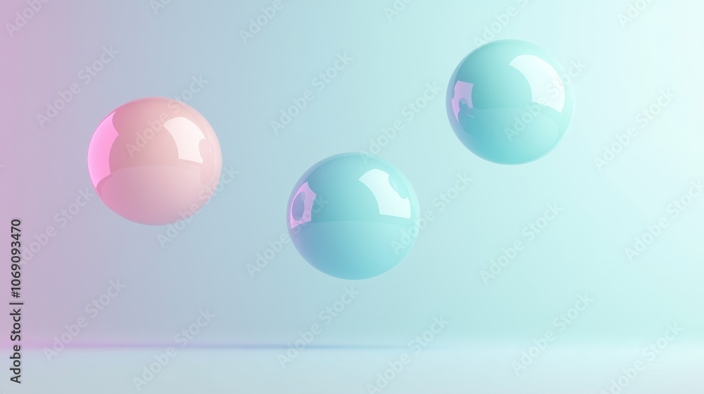 Floating Spheres in Soft Pastel Colors Floating Spheres in Soft Pastel Colors