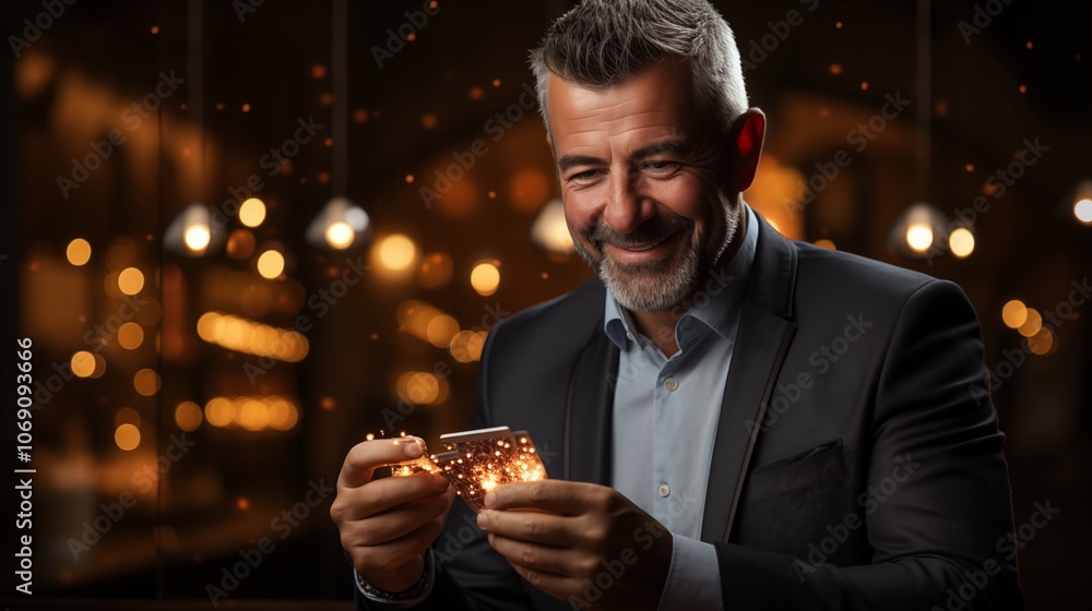 Modern gift-giving with a person purchasing a gift card via digital wallet, showcasing convenience in todays world. Modern gift-giving with a person purchasing a gift card via digital wallet, showcasing convenience in todays world.