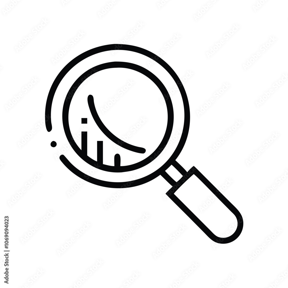 Magnifying Glass Outline Icon, Simple black and white outline of a magnifying glass, symbolizing search, inspection, and zoom, ideal for user interface and research-related designs.
Magnifying Glass Outline Icon, Simple black and white outline of a magnifying glass, symbolizing search, inspection, and zoom, ideal for user interface and research-related designs.