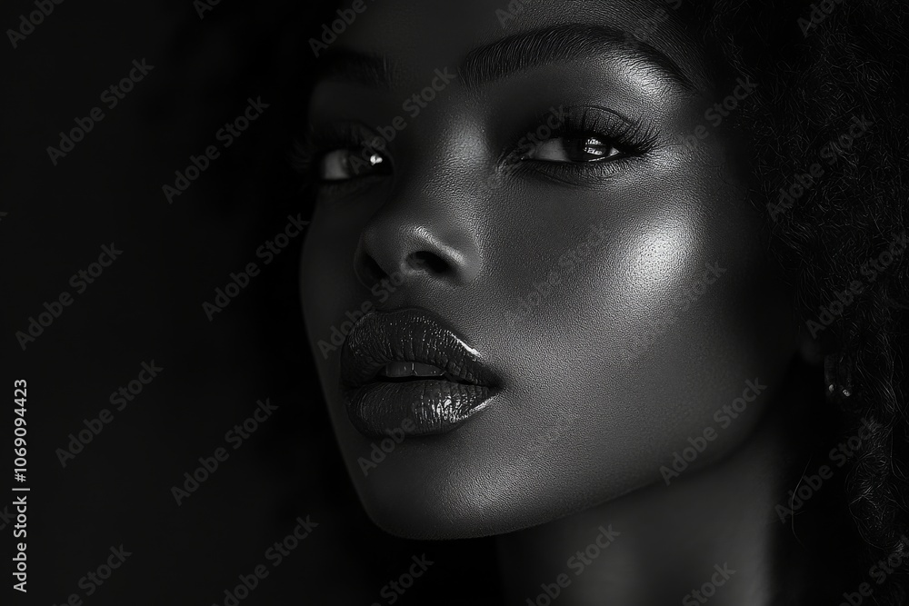A monochrome minimalist portrait with dramatic lighting. Generative AI A monochrome minimalist portrait with dramatic lighting. Generative AI