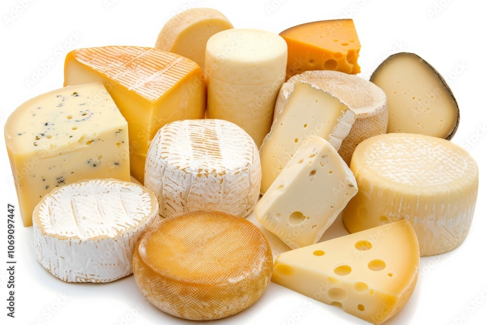 An assortment of gourmet cheeses on a wooden board, featuring various textures and flavors, ideal for food styling, culinary presentations, and charcuterie boards. An assortment of gourmet cheeses on a wooden board, featuring various textures and flavors, ideal for food styling, culinary presentations, and charcuterie boards.