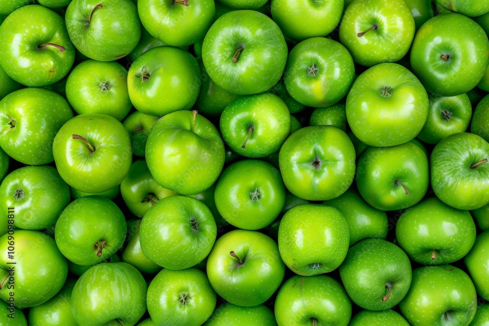 A vibrant collection of fresh green apples stacked together, showcasing their smooth, shiny surfaces and rich color, perfect for healthy eating. A vibrant collection of fresh green apples stacked together, showcasing their smooth, shiny surfaces and rich color, perfect for healthy eating.