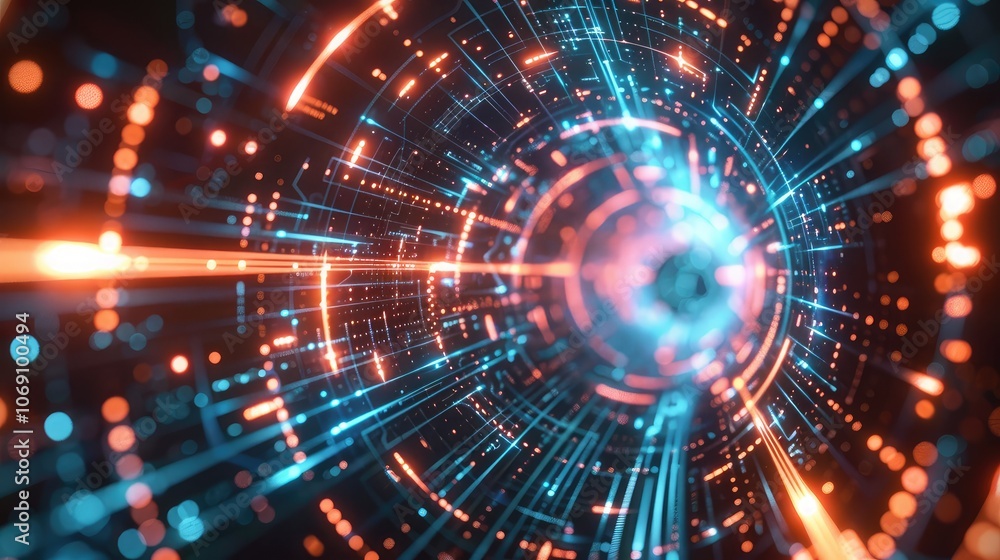 Futuristic Digital Data Tunnel Illustration Futuristic Digital Data Tunnel Illustration