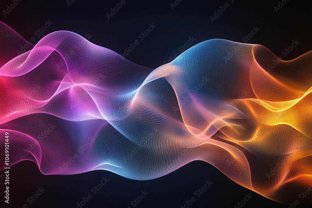 Fototapeta premium Colorful abstract wave flowing in digital cyberspace