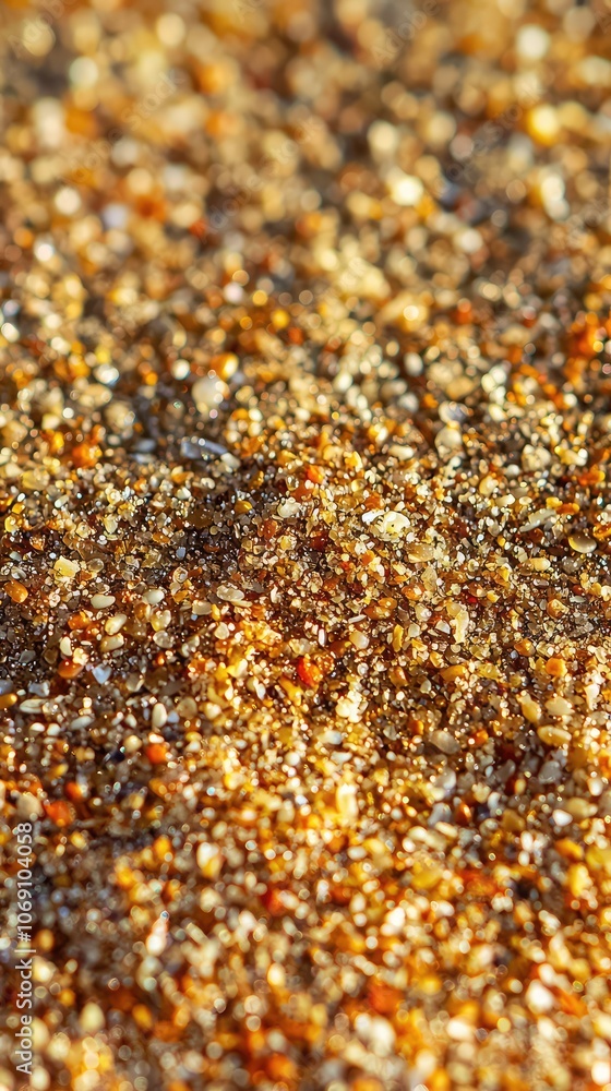 Close-Up of Sunlit Beach Sand Grains Close-Up of Sunlit Beach Sand Grains